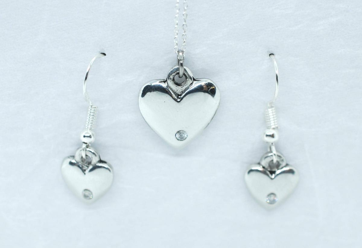 Classic Tin Diamond Necklace and Earring set - 10th Anniversary gift