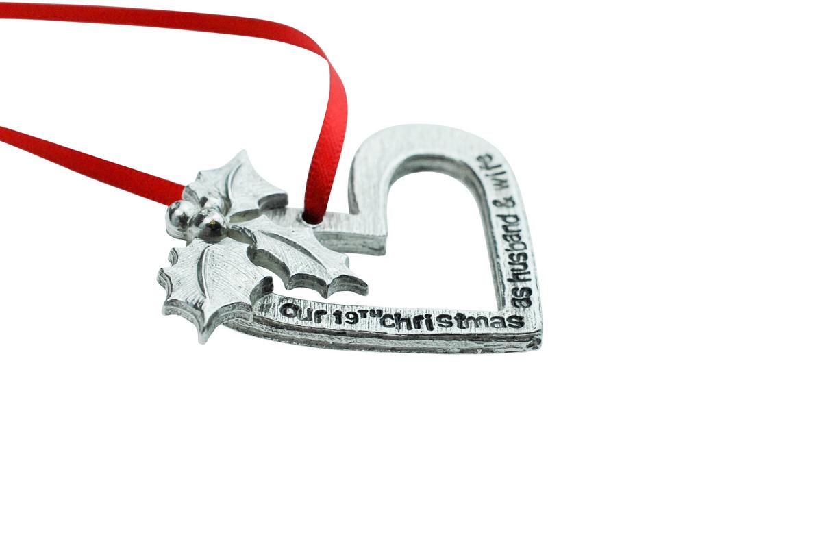 19 Year Anniversary Christmas Tree Ornament - Reads Our 19th Christmas as Husband & Wife