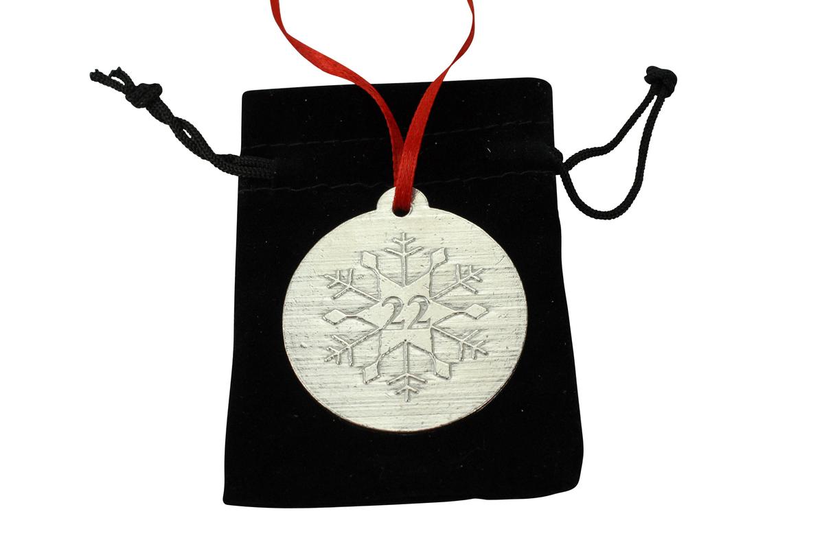 22nd Christmas Snowflake Metal Decoration - 22nd Anniversary Idea