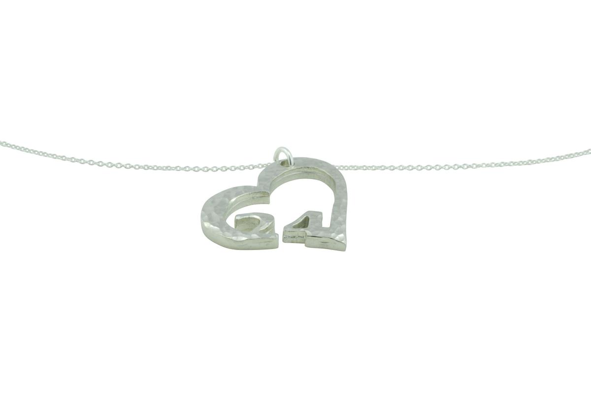 24th Anniversary Beaten Heart Pendant with Sterling Silver Chain