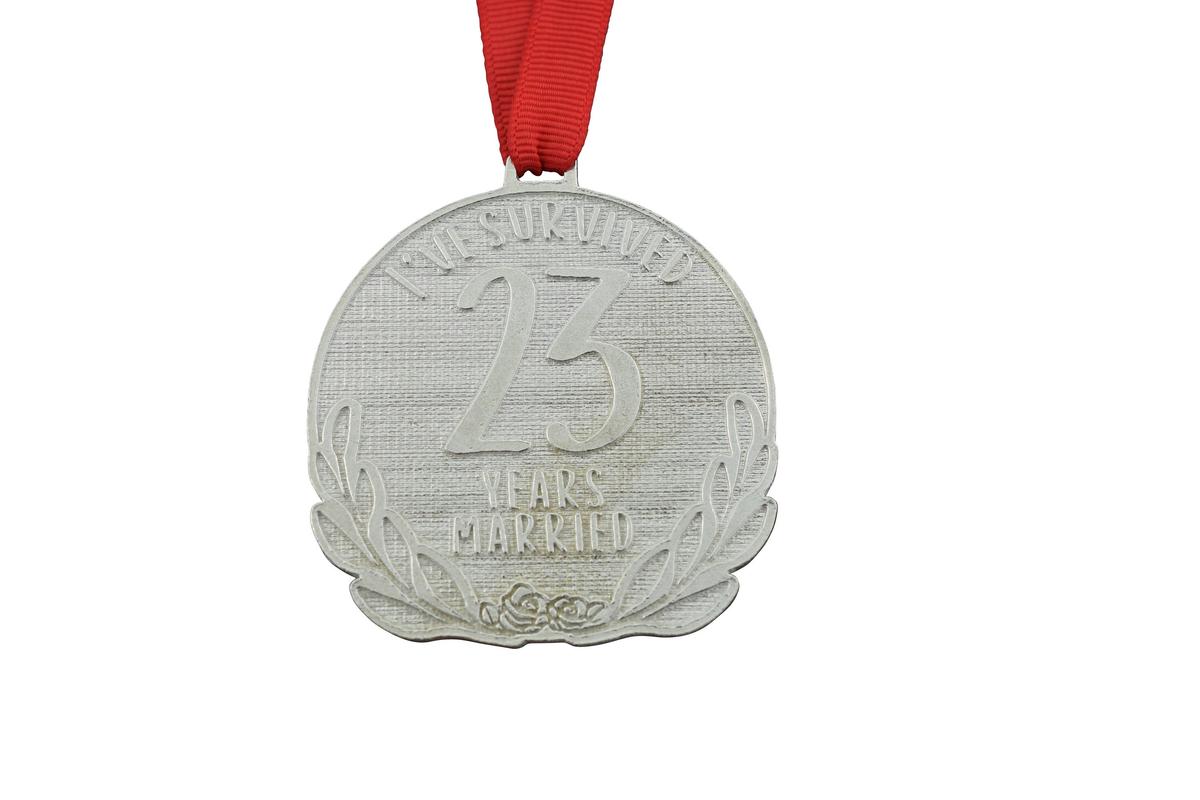 I've Survived 23 Years Married | Anniversary Medal with Sarcastic Phrase
