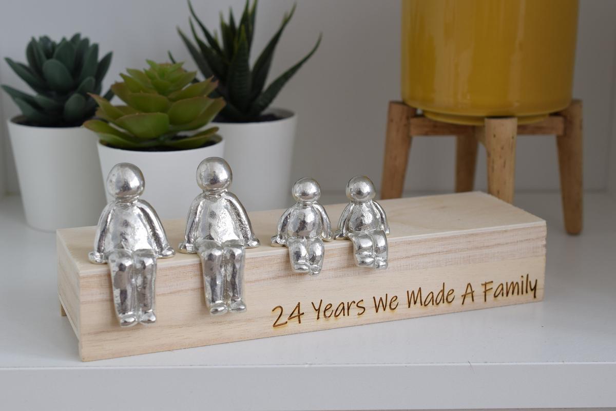 24 Years We Made a Family Sculpture Figurines - 24th Anniversary | Years 1 to 30 Available | Wooden Box Size & Grain Will Vary