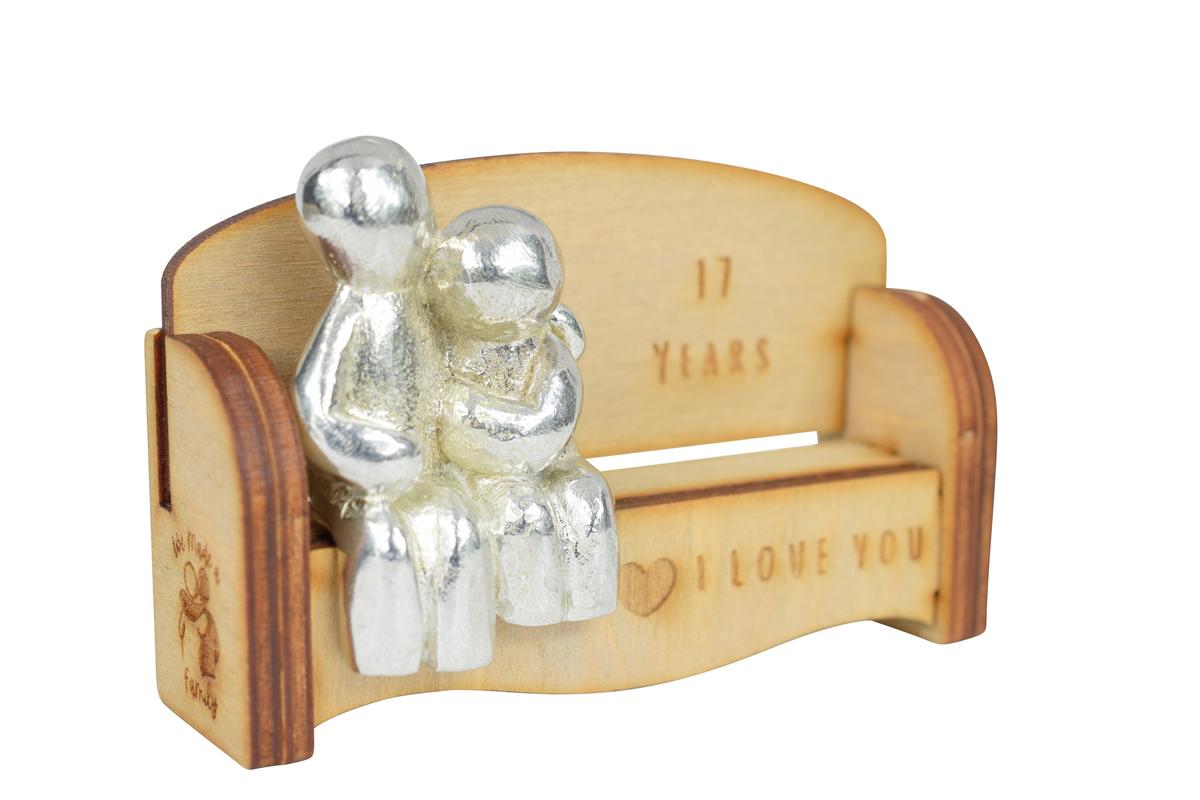17 Years - Cuddling Couple on the Sofa | I Love You Gift | Wooden Sofa Bench | Part of the We Made a Family Range - Furniture anniversary