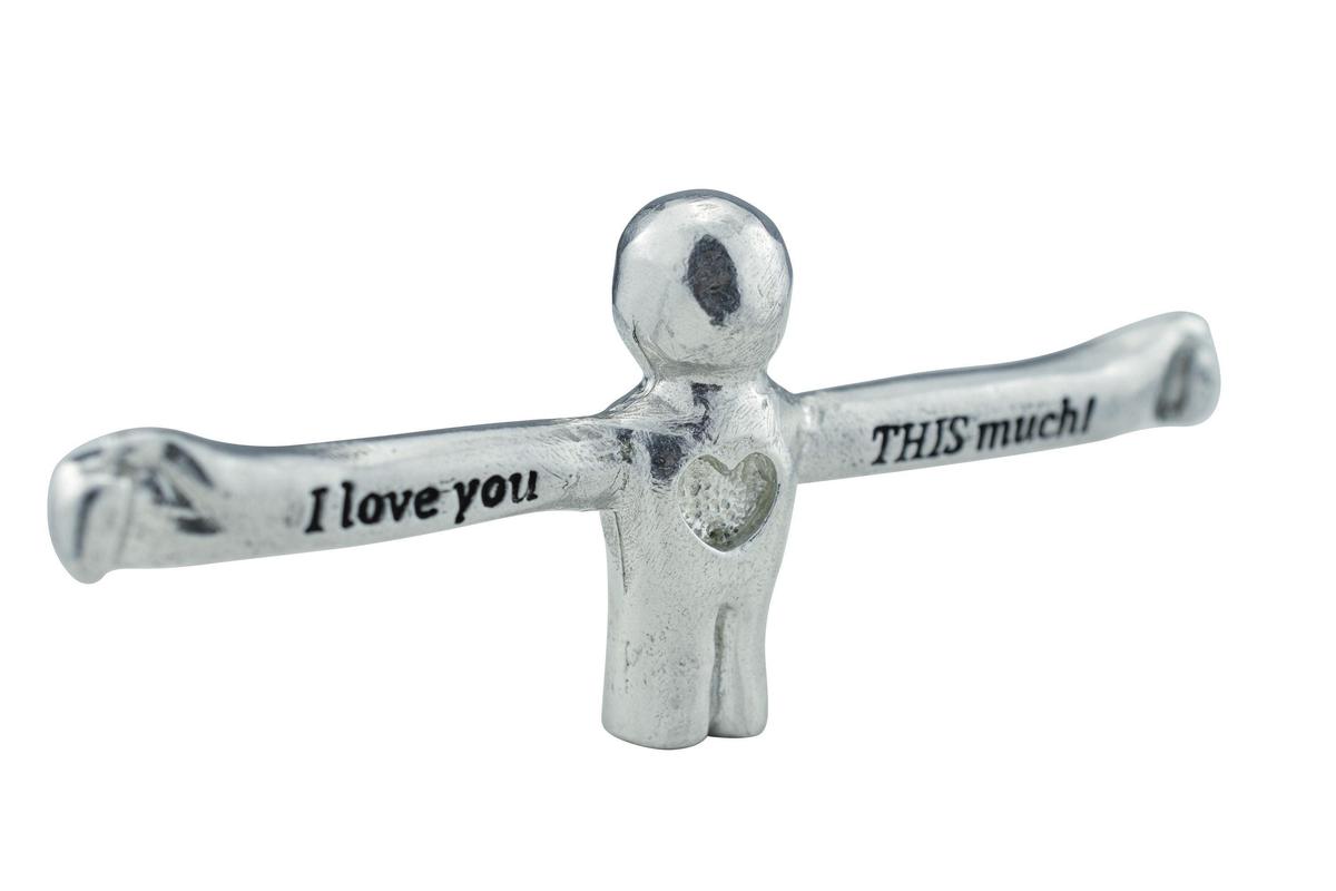 11th Anniversary I Love You This Much Figure Couple Sculpture Pure Tin Wedding Anniversary Gift Steel Anniversary