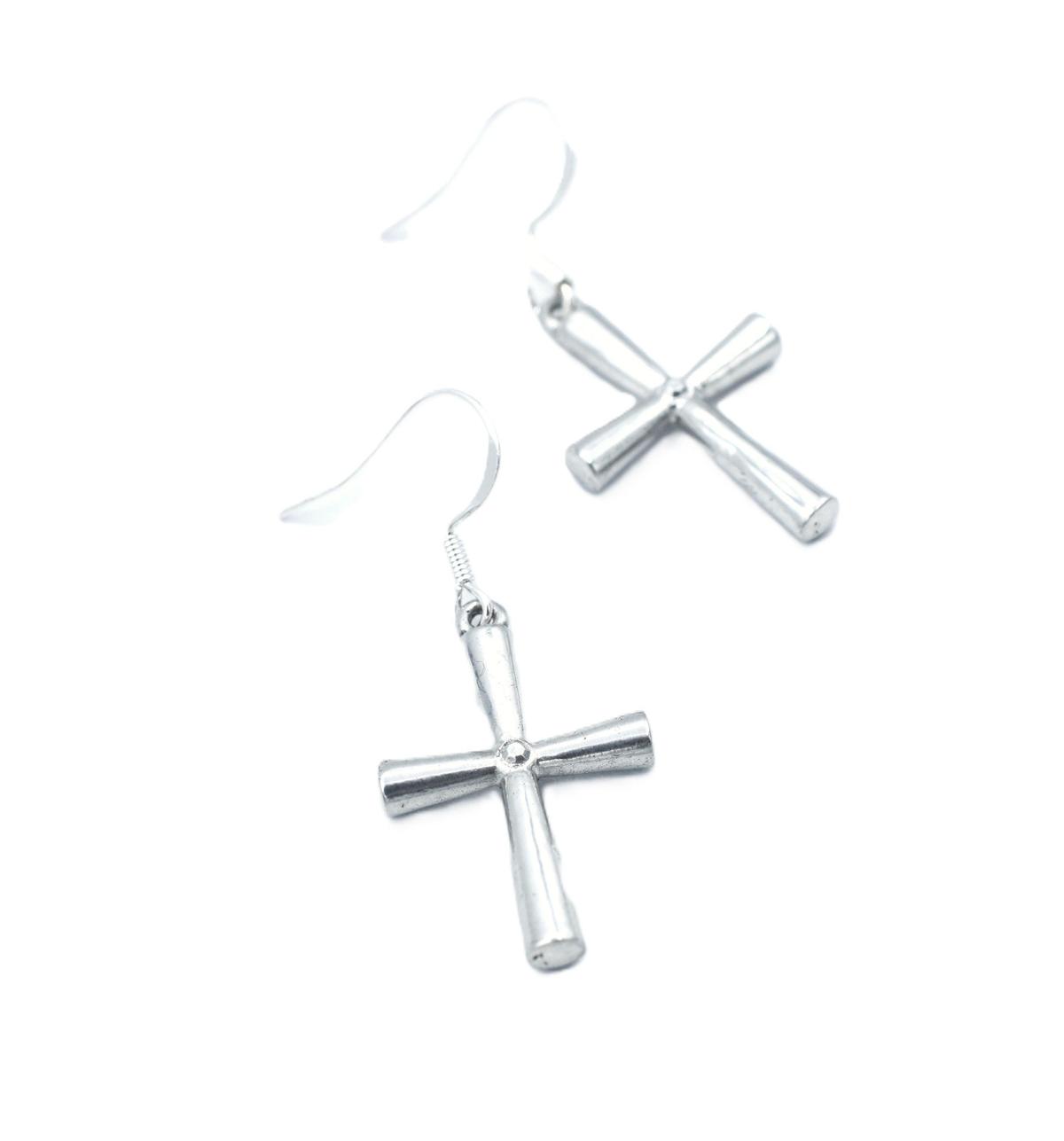 Tin Cross Earrings - Anniversary or Birthday Gift