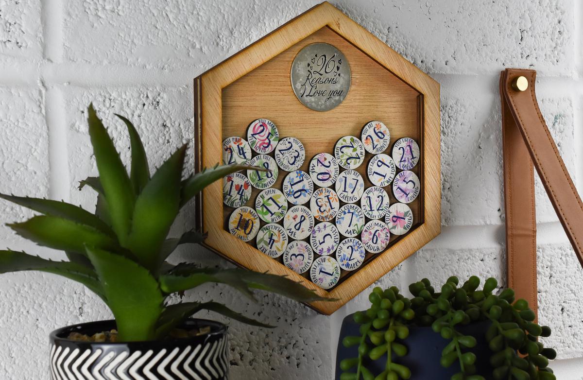 26th Anniversary 26 Reasons I Love You Wooden Wall Frame - Full Colour Love Tokens