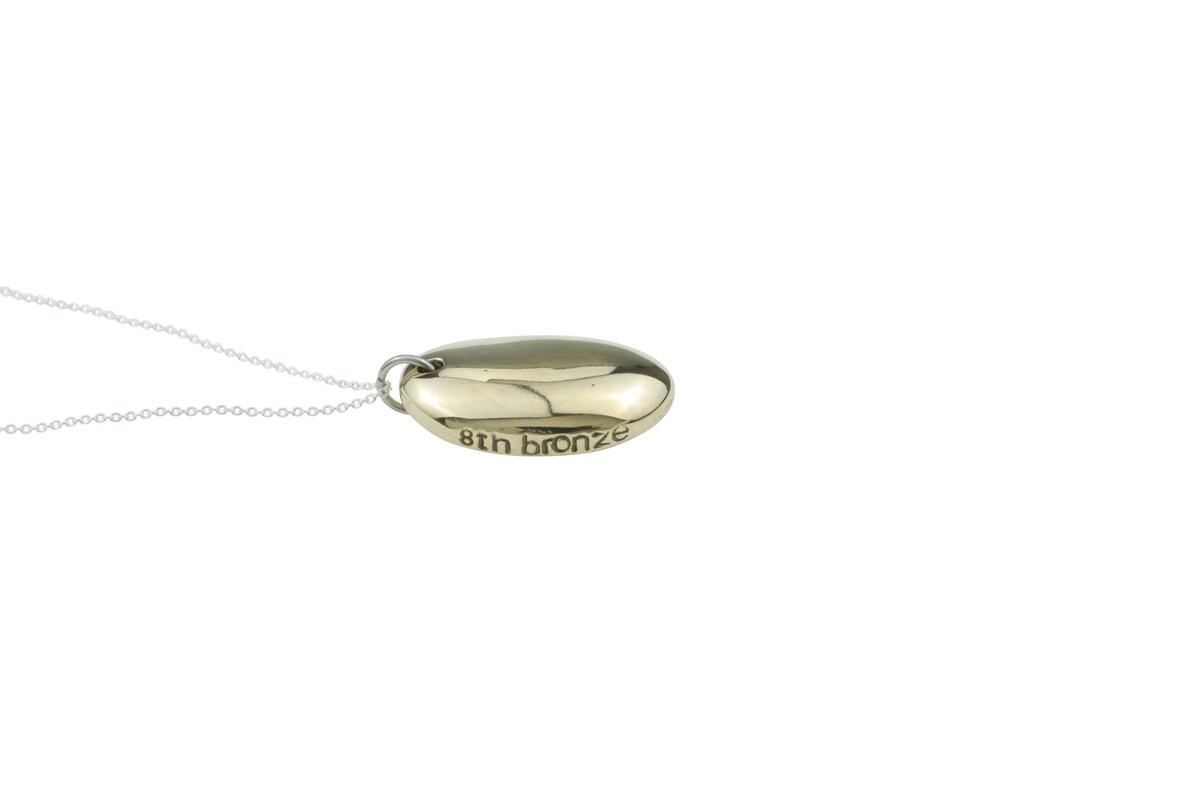 8th Anniversary Bronze Pendant – Solid Bronze Pebble Necklace on Sterling Silver Chain, Traditional Gift for Wife