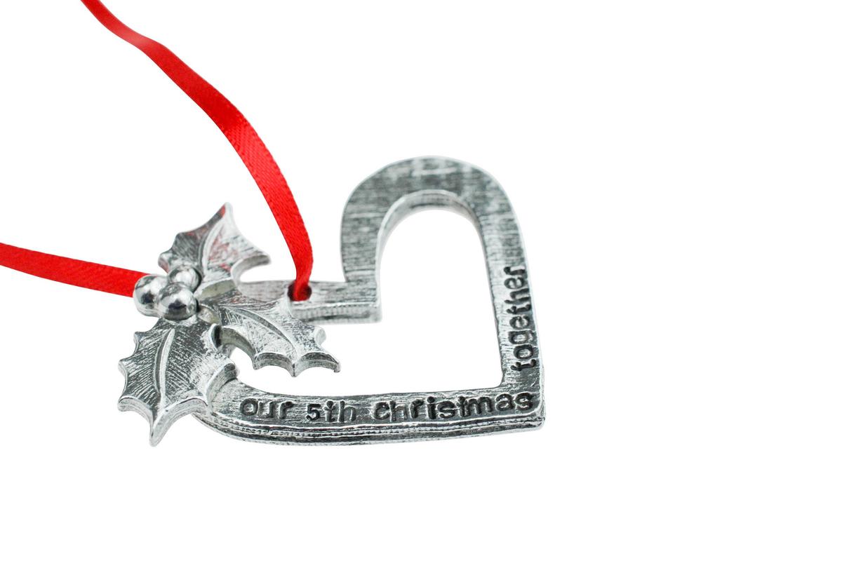 5th Anniversary Christmas Tree Ornament - Reads Our 5th Christmas Together