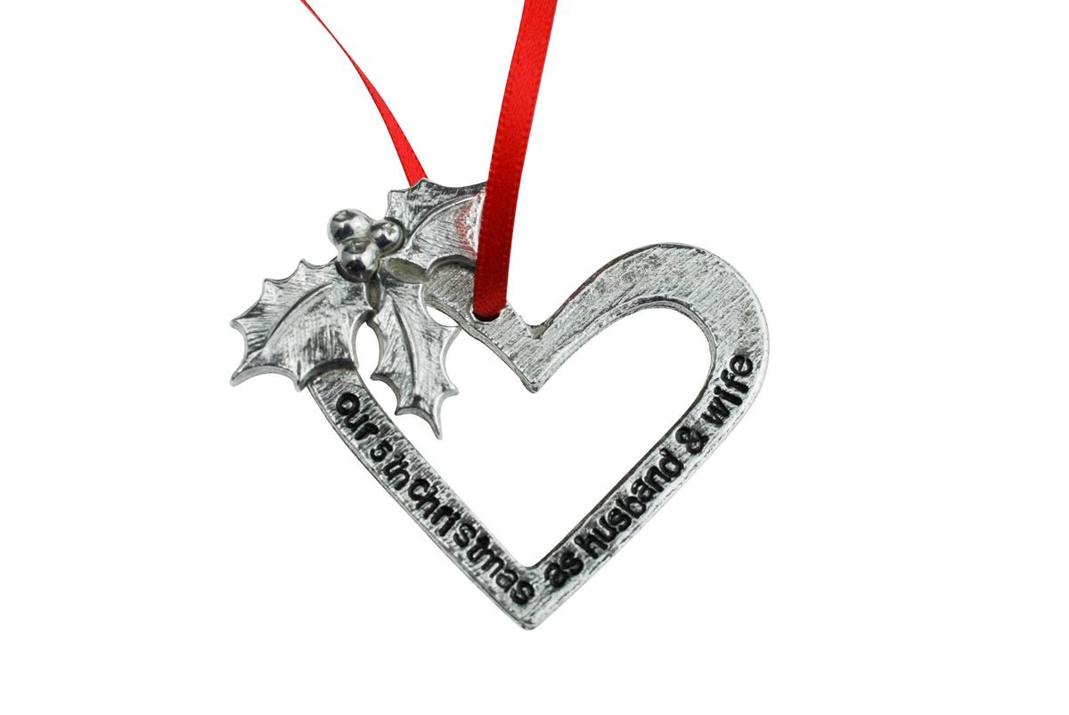 5 Year Anniversary Christmas Tree Ornament - Reads Our 5th Christmas as Husband & Wife