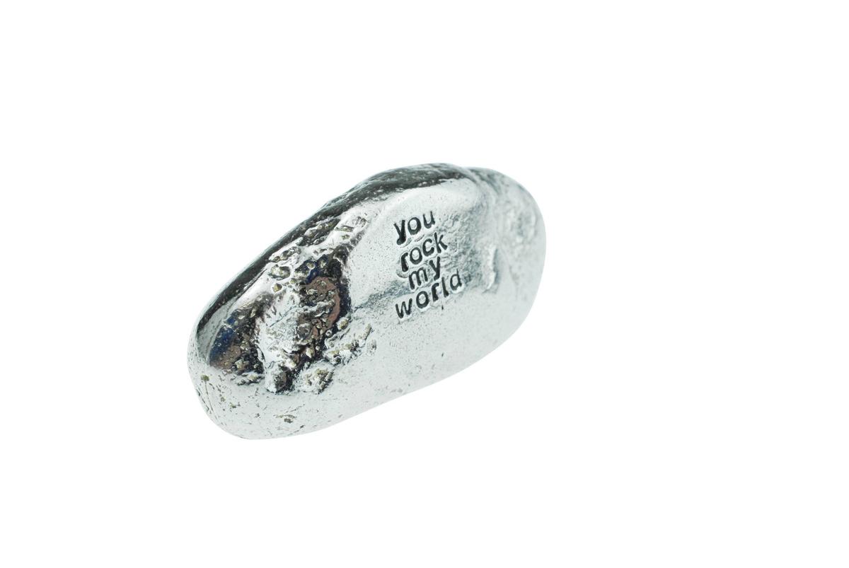 You Rock My World Gift - Solid Heavy Polished Metal Rock - Gift For Him and Her for Christmas or Valentines