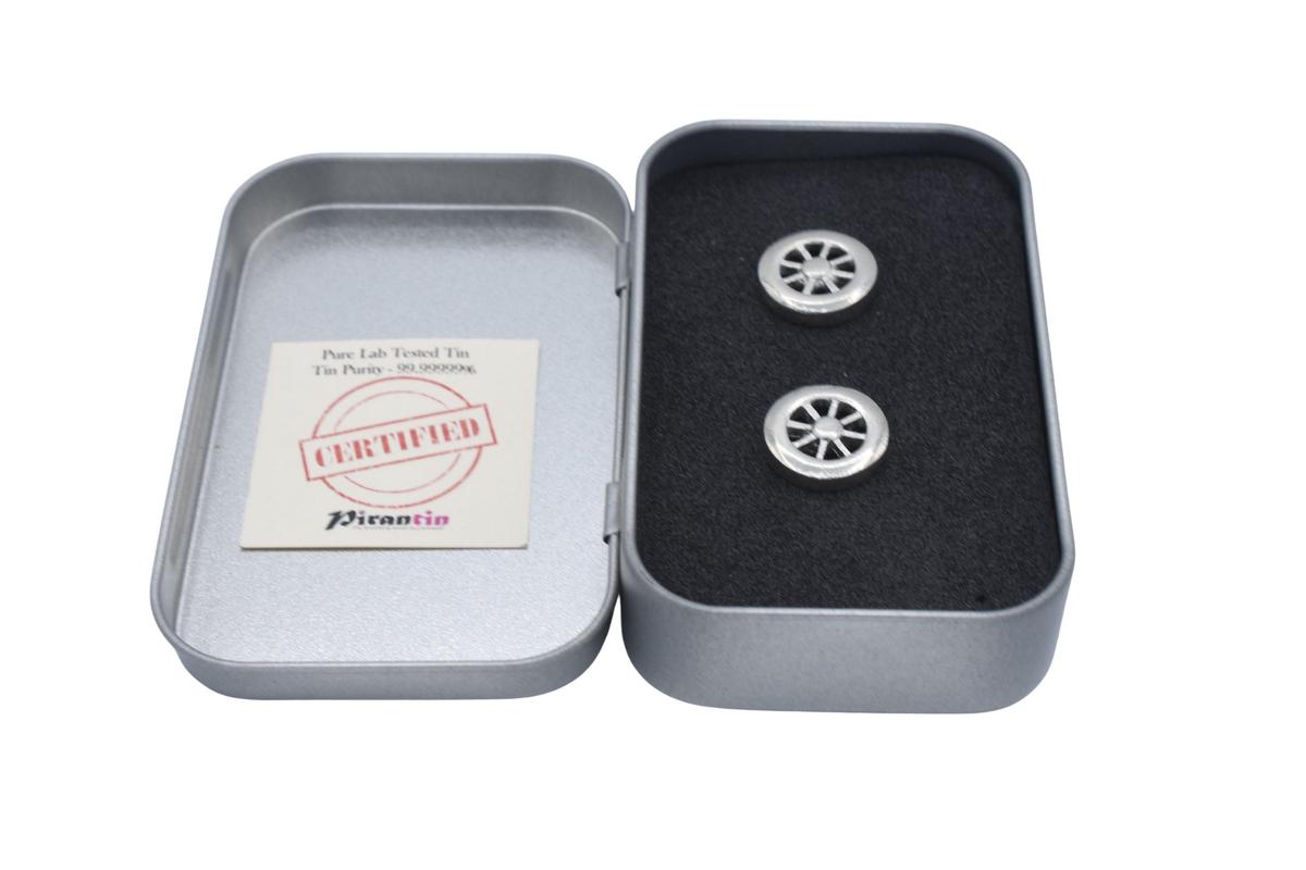 Wheel Tin Cufflinks - 10th Wedding Anniversary Mens gift