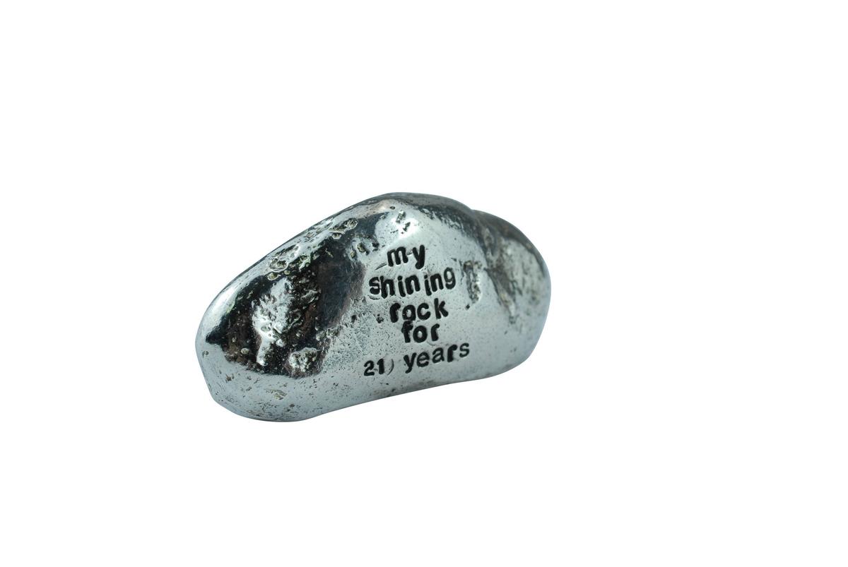 Solid Metal 21st Anniversary Rock – My Shining Rock Gift