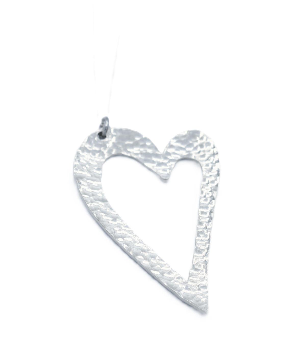 10 Year Tin Gift Heart Pendant - Modern Hammered Pure Tin Necklace