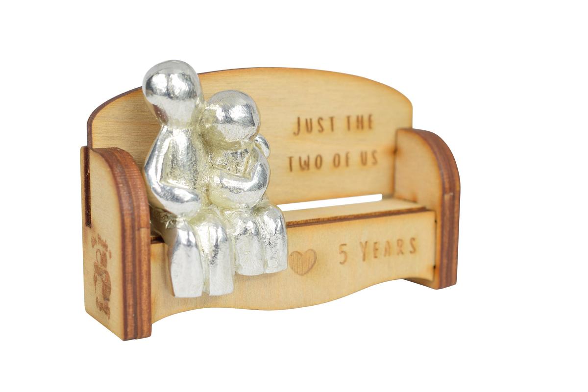 Just the two of us - 5 Years | Cuddling Couple on the Sofa | I Love You Gift | Wooden Sofa Bench | Part of the We Made a Family Range
