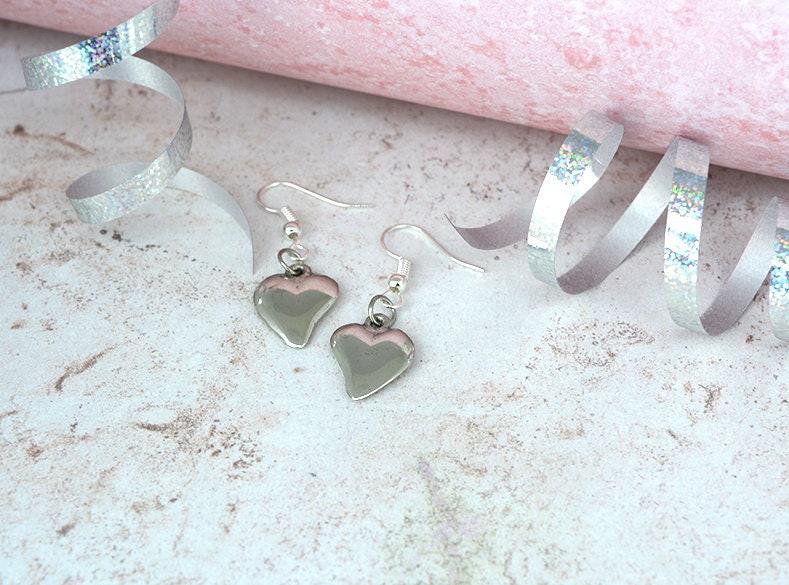10th Anniversary Tin Heart Jewellery Set – Handcrafted Pure Tin Necklace & Earrings, Unique 10 Year Gift for Wife