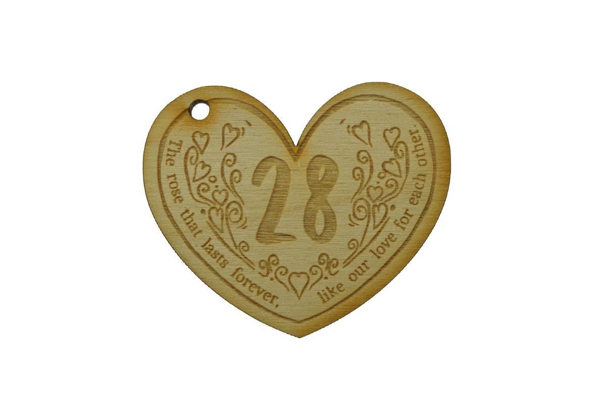 28th Anniversary Forever Rose with Wooden Token