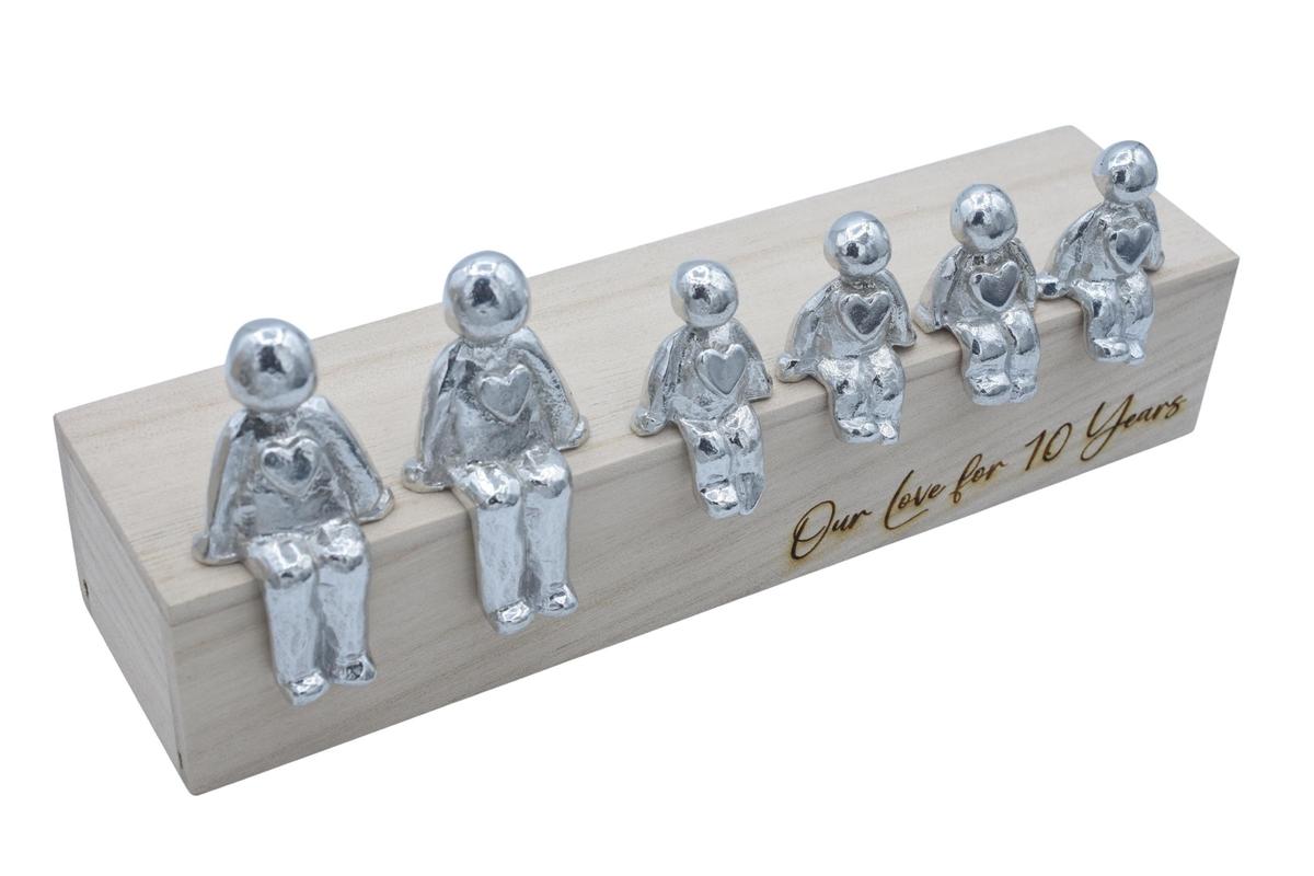 Our Love For 10 Years- Tin Sculpture Figurines- 10th Anniversary - Valentines