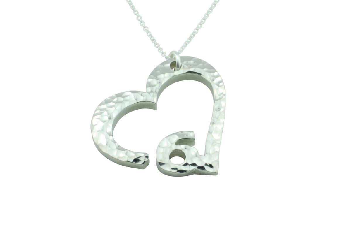 6th Anniversary Beaten Heart Pendant with Sterling Silver Chain