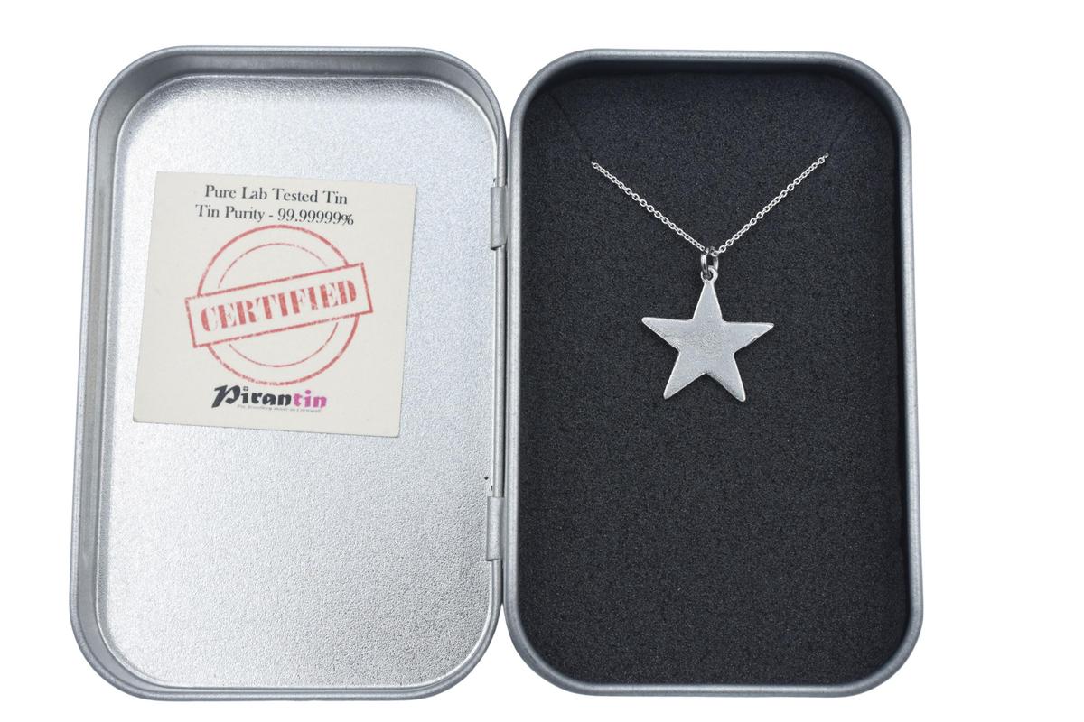 Tin Star Minimalist Necklace - 10th Wedding gift - Women's Pendant. Birthday Gift.