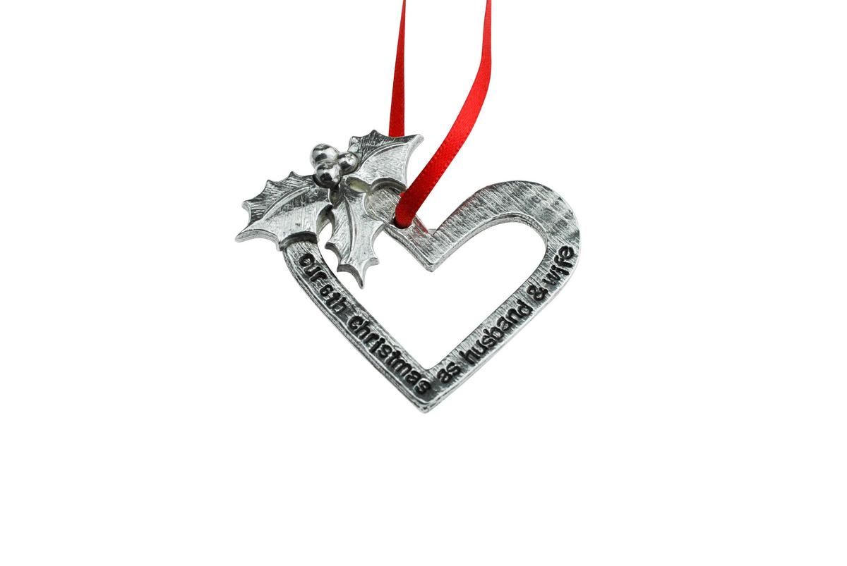 6 Year Anniversary Christmas Tree Ornament - Reads Our 6th Christmas as Husband & Wife