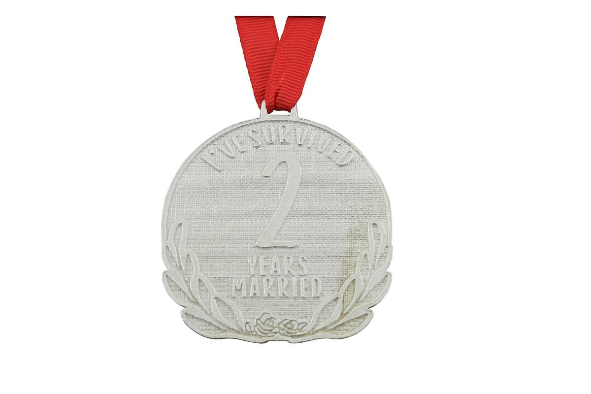 I've Survived 2 Years Married | Anniversary Medal with Sarcastic Phrase