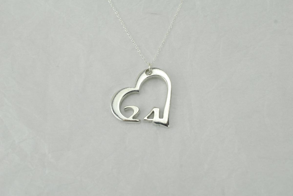 24 Year Anniversary Heart Pendant/Necklace - Gift