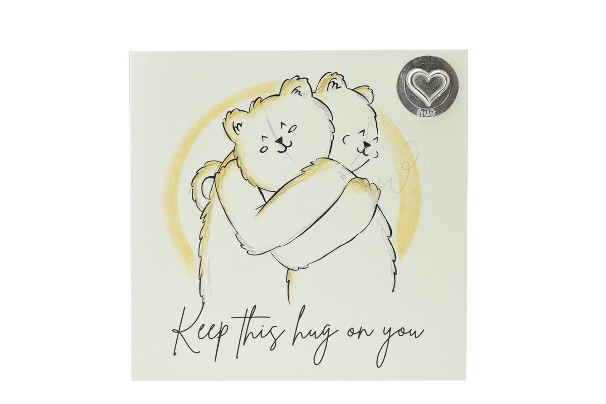 Cute Hugging Card with Hug Token - Perfect for Friends or Family - Socially Distanced Hug