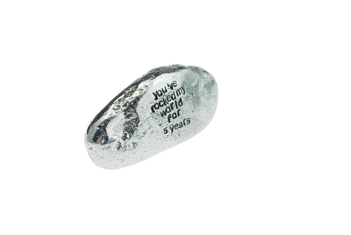 5 Year Anniversary Gift, You've Rocked My World For 5 Years - Solid Metal Heavy Casted Rock