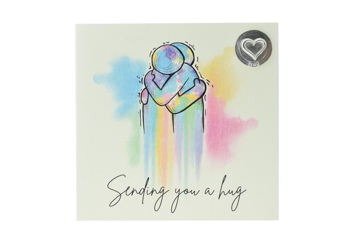 Artsy Hugging Card with Hug Token - Perfect for Friends or Family - Socially Distanced Hug