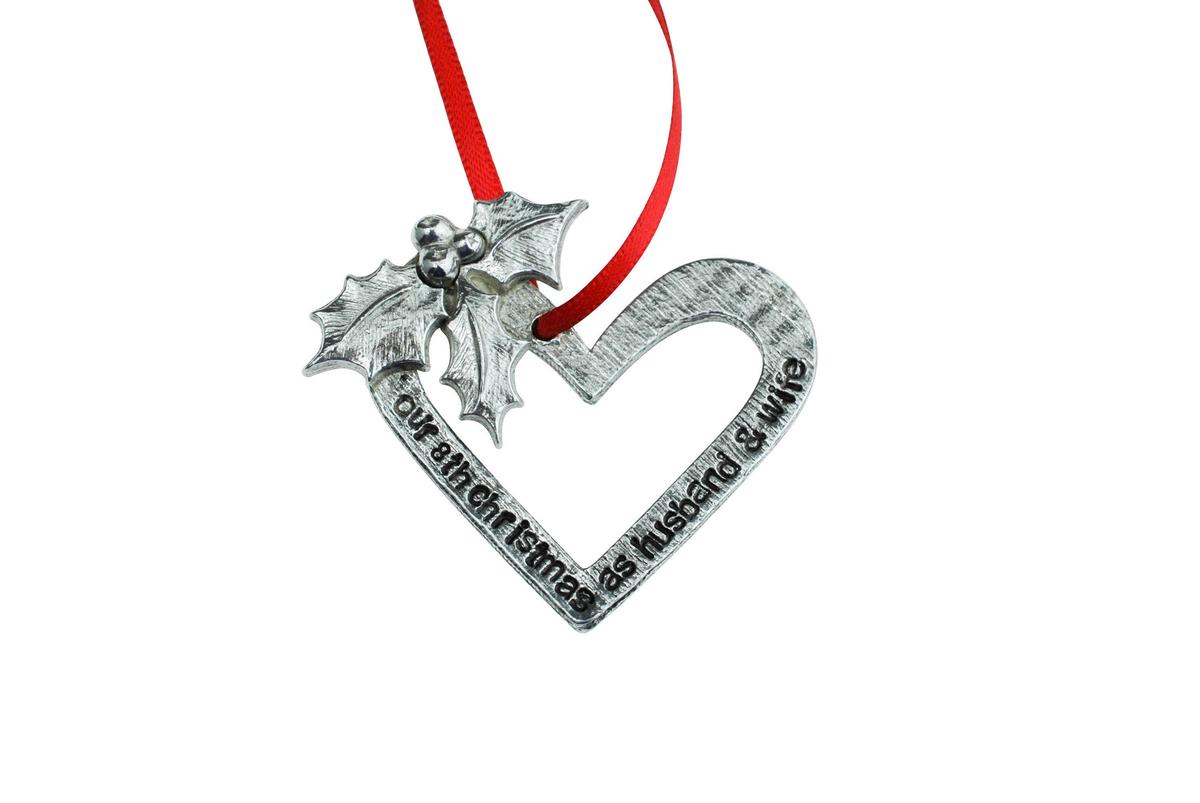 8 Year Anniversary Christmas Tree Ornament - Reads Our 8th Christmas as Husband & Wife