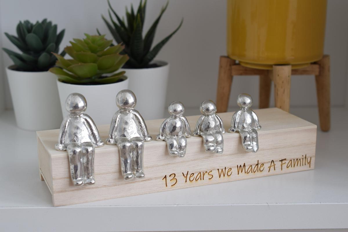 13 Years We Made a Family Sculpture Figurines - 13th Anniversary | Years 1 to 30 Available | Wooden Box Size & Grain Will Vary