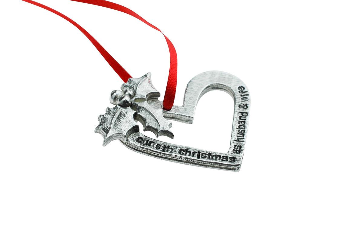 6 Year Anniversary Christmas Tree Ornament - Reads Our 6th Christmas as Husband & Wife