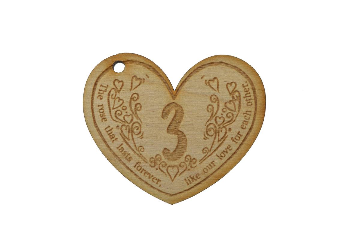 3rd Anniversary Forever Rose with Wooden Token