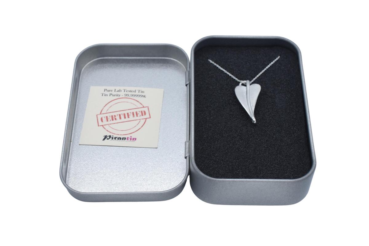 Pure Tin Heart Necklace – 10th Wedding Anniversary Gift