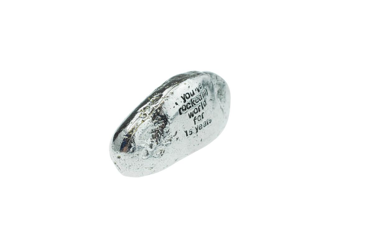 15 Year Anniversary Gift, You've Rocked My World For 15 Years - Solid Metal Heavy Casted Rock