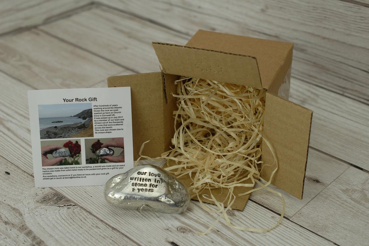 Our Love Written in Stone for 2 Year - Quality Tin Rock for your Anniversary