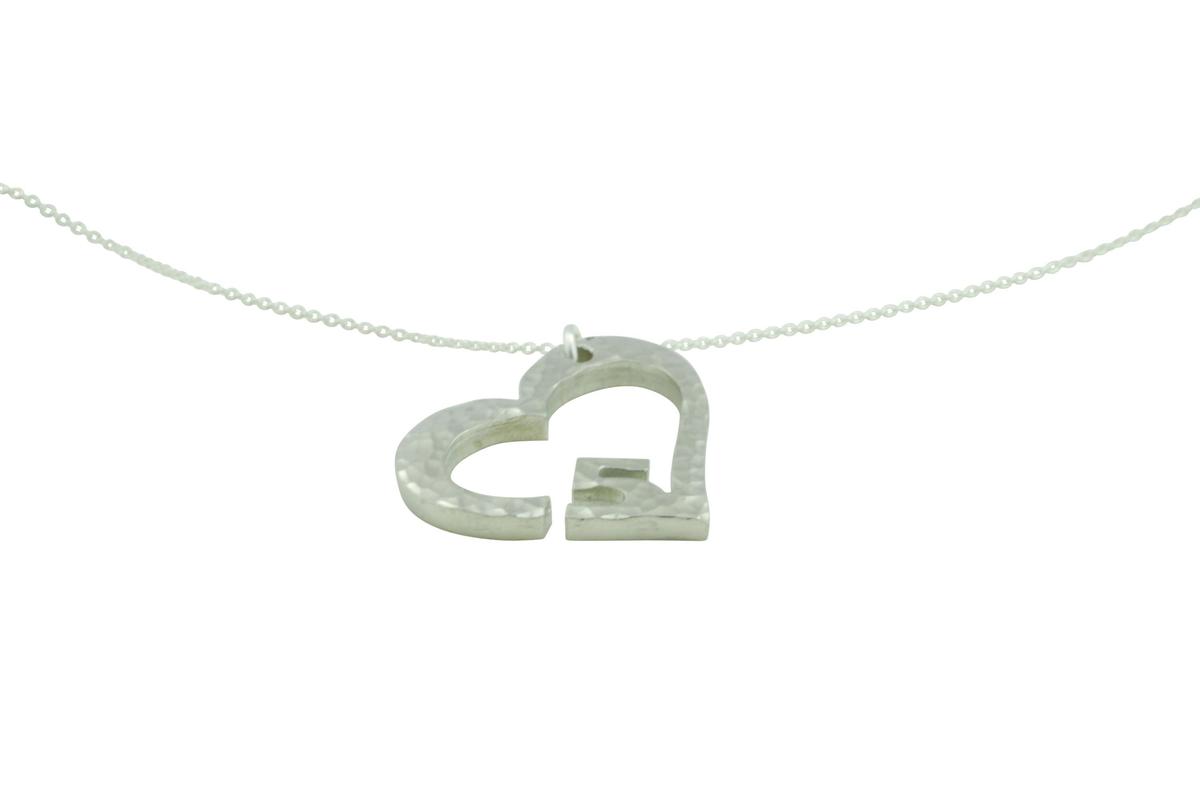 5th Anniversary Gift for Wife | Beaten Heart Pendant on Sterling Silver Chain | 5 Year Wedding Anniversary Necklace, Handmade Cornwall UK