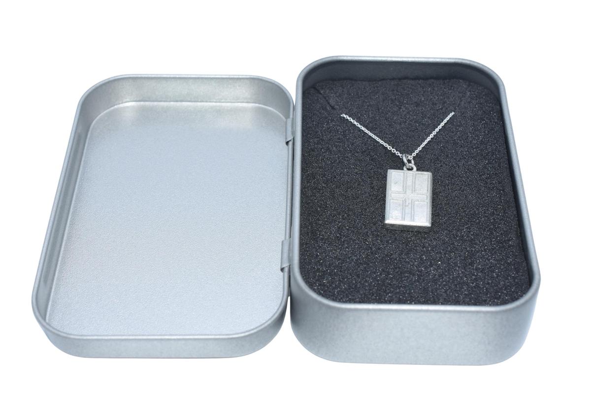 Tin Textured Flag Pendant Necklace – 10th Anniversary Gift, Pure Tin