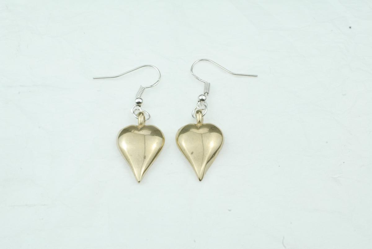 8th Anniversary Bronze Heart Earrings – Handmade Bronze Jewellery Gift for Wife, 8 Year Wedding Celebration, Romantic Gift for Her