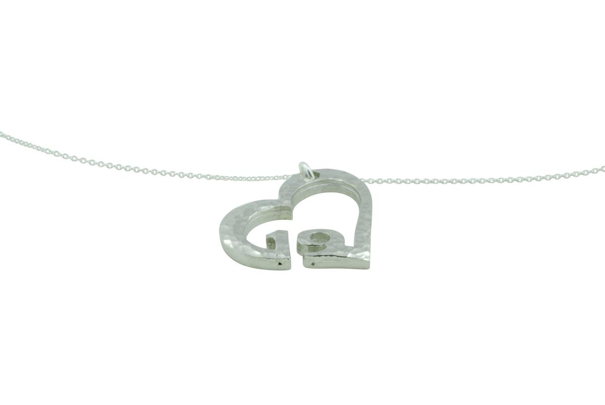 19th Anniversary Beaten Heart Pendant with Sterling Silver Chain