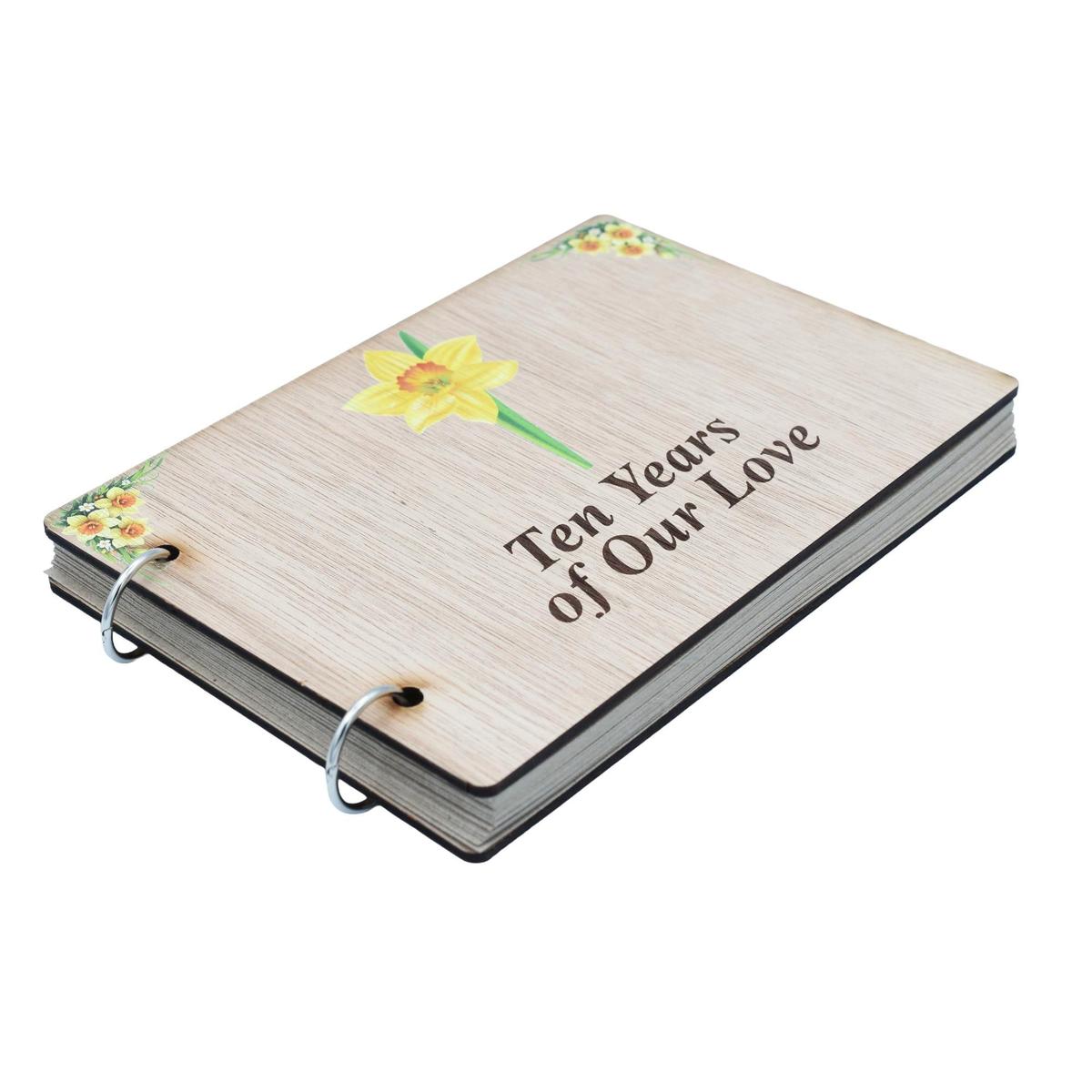Colour Daffodil 'Ten Years Of Our Love' - Scrapbook, Photo album or Notebook Idea For 10th Anniversary