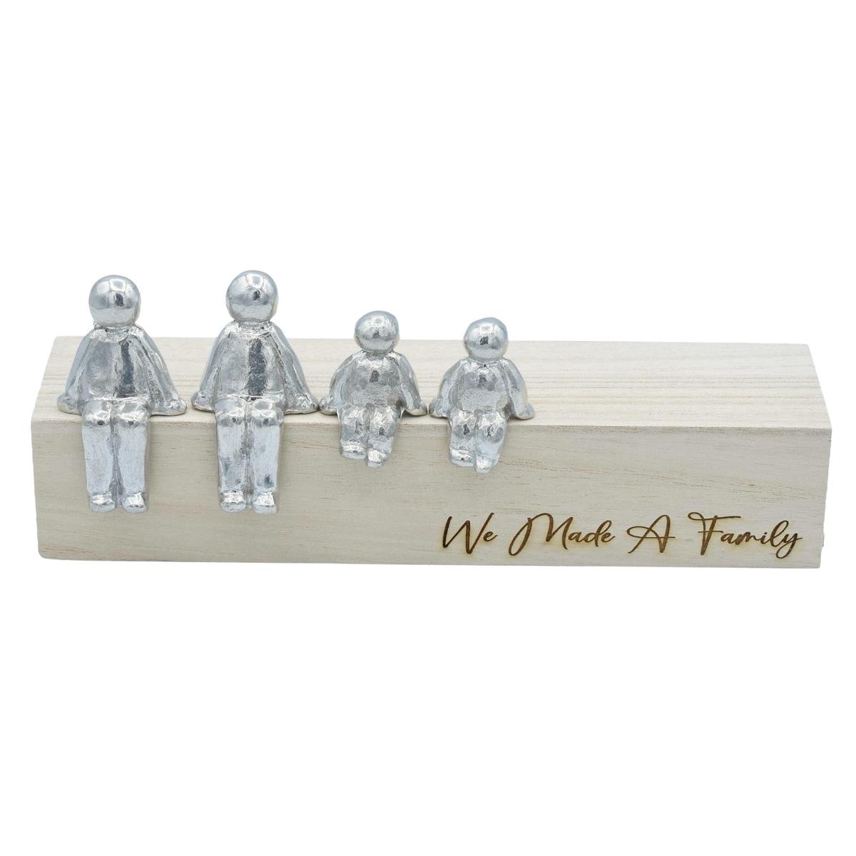 We Made a Family Sculpture Figurines - Birthday, Anniversary, New Baby, Wedding | Wooden Box Size & Grain Will Vary