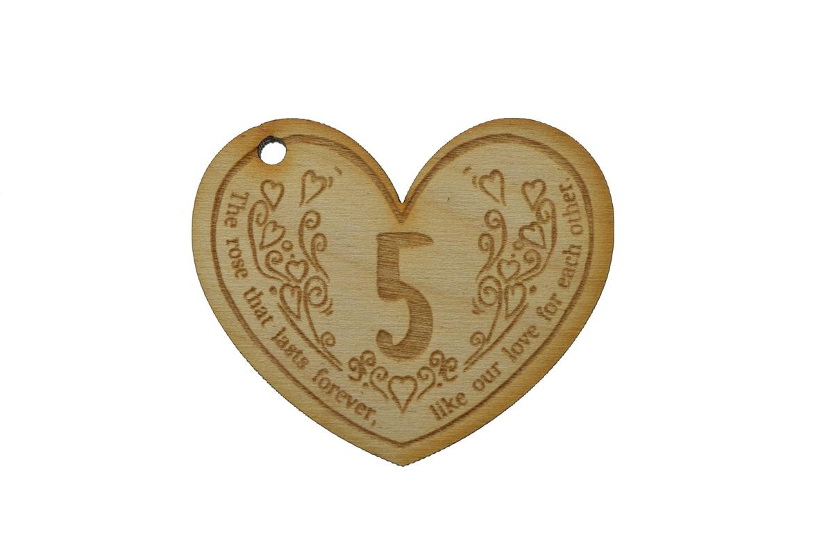 5th Anniversary Forever Rose with Wooden Token