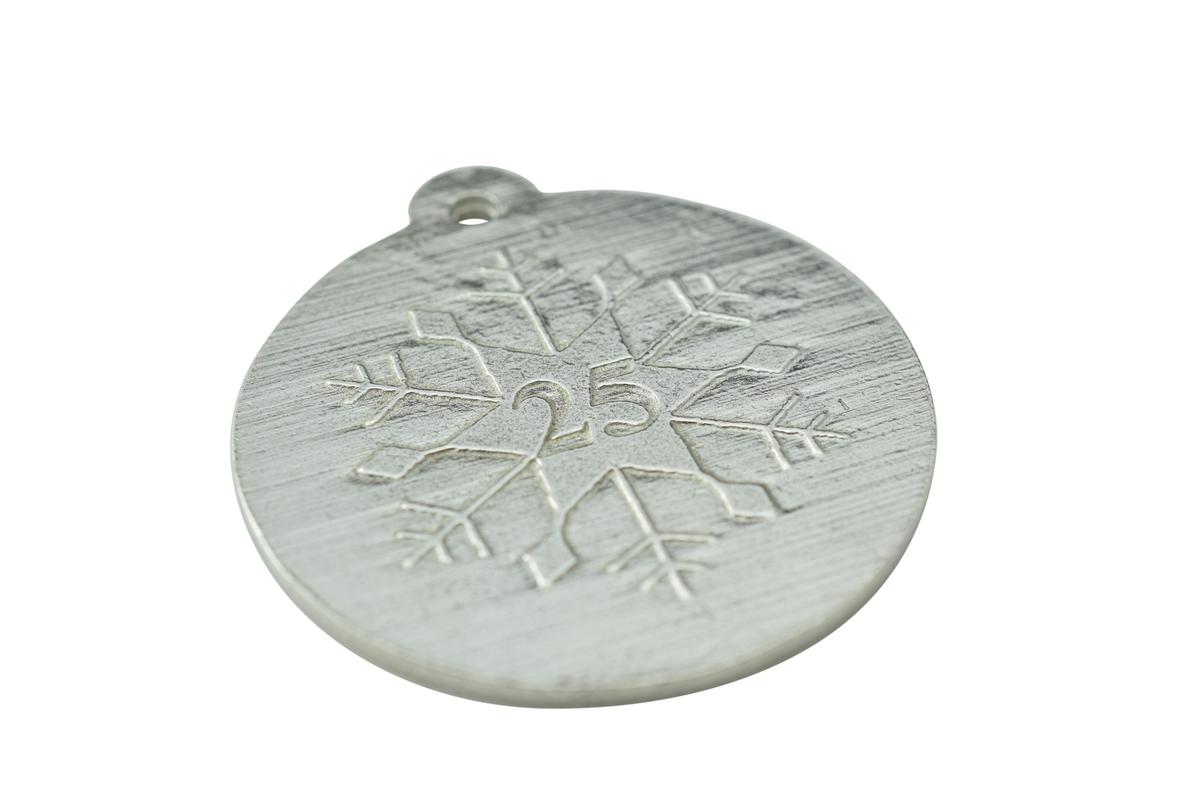 25th Christmas Snowflake Metal Decoration - 25th Anniversary Idea