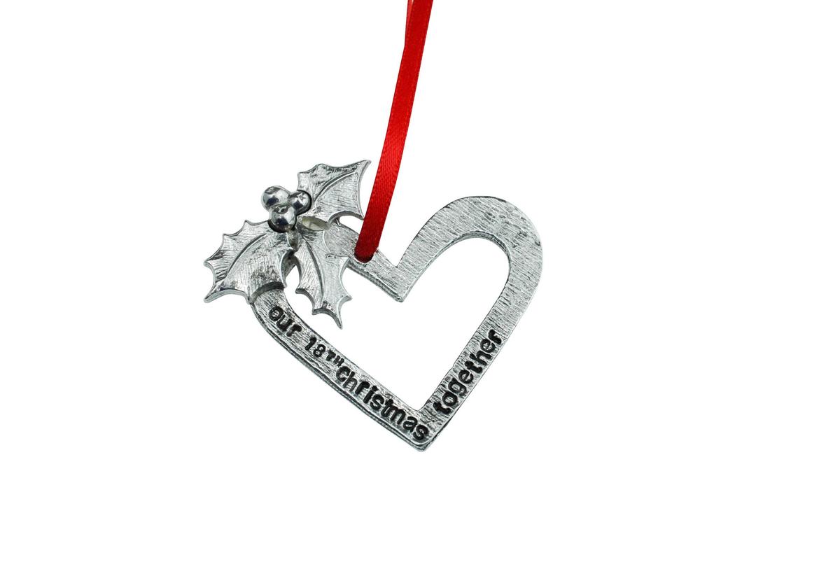 18th Anniversary Christmas Tree Ornament - Reads Our 18th Christmas Together