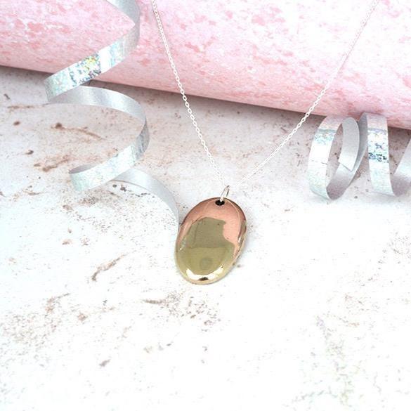 Bronze Pebble Heart Pendant – 8th Anniversary Gift, Sterling Silver Chain