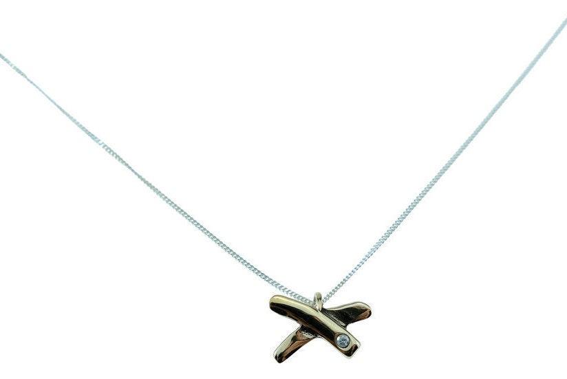8th Anniversary Solid Bronze and Diamond Kiss Pendant - 8th Anniversary Bronze Gift Idea