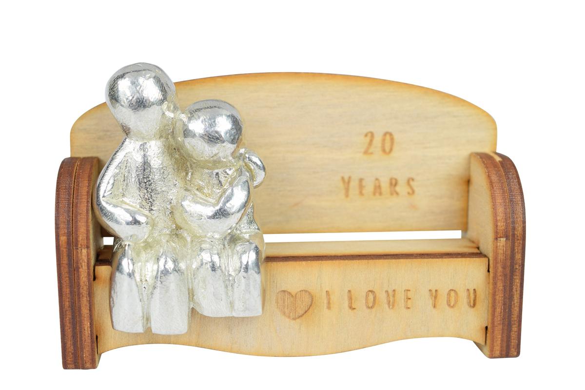 20 Years - Cuddling Couple on the Sofa | I Love You Gift | Wooden Sofa Bench | Part of the We Made a Family Range