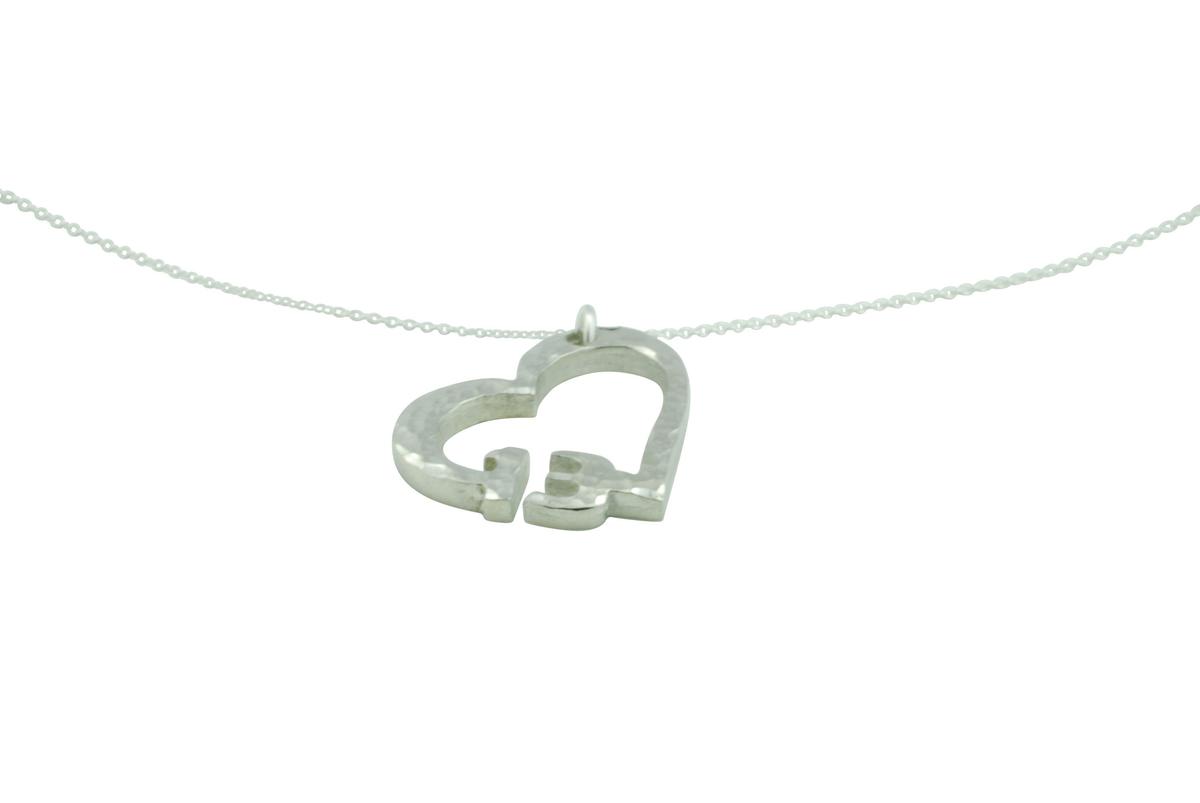 13th Anniversary Beaten Heart Pendant with Sterling Silver Chain