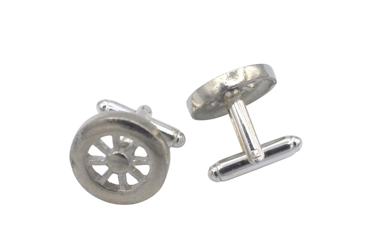 Wheel Tin Cufflinks - 10th Wedding Anniversary Mens gift